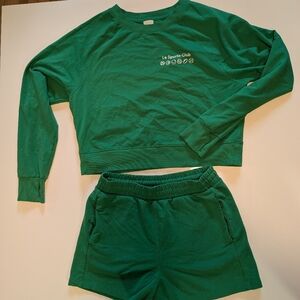 ALL IN MOTION - SMALL - GREEN - SWEATSHIRT & SHORTS COMBO